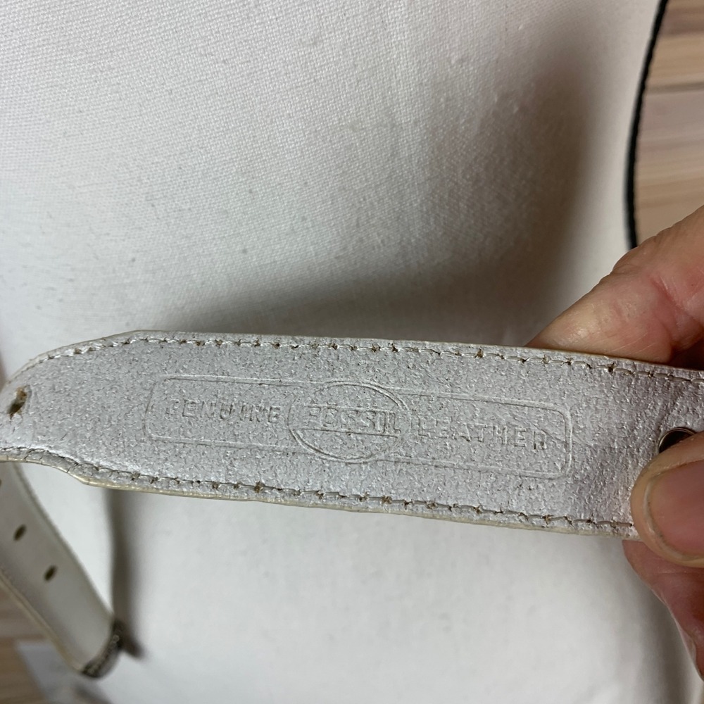 Fossil Belt Women Medium White Vintage Western Cross Concho Leather Cowgirl - Picture 9 of 12
